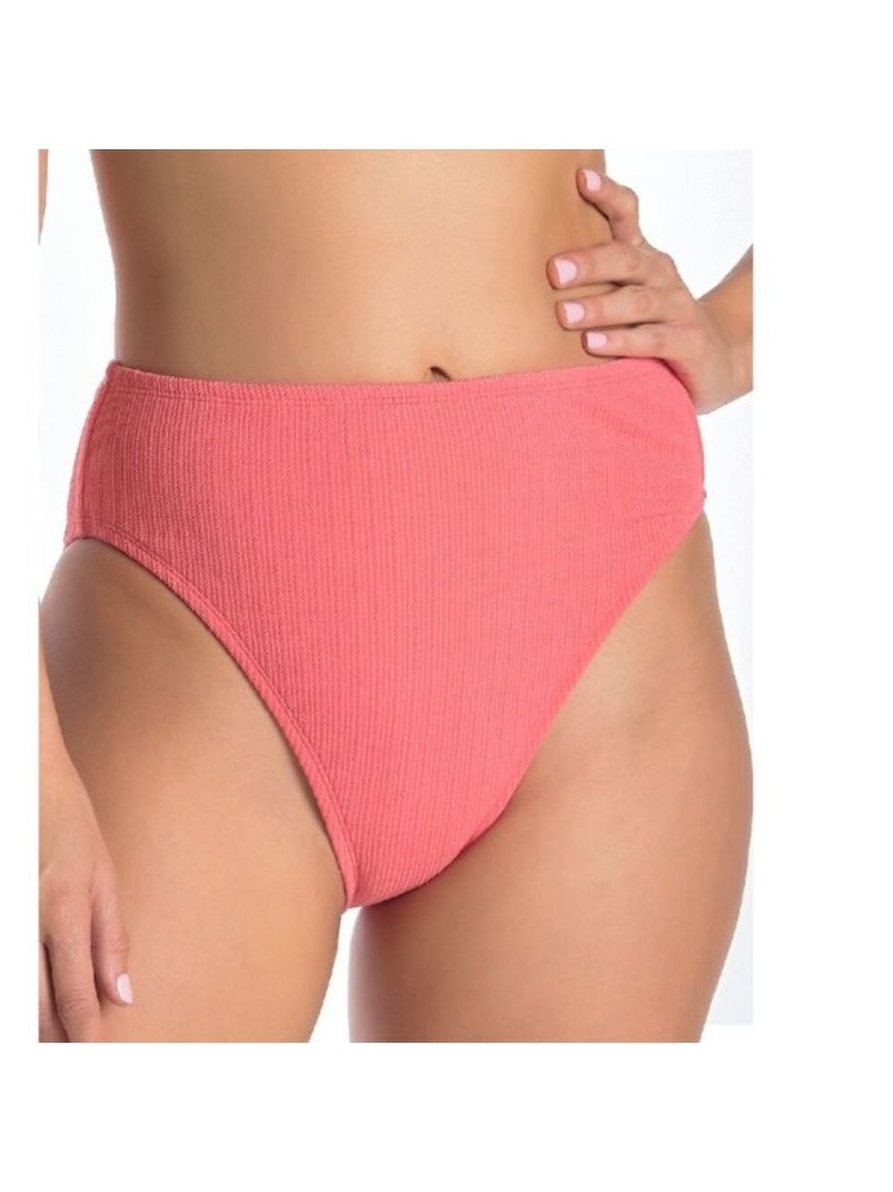 Free Press Cici Textured High Waist/Cut Bikini Bottom